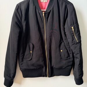 Black Bomber Jacket with Gold Hardware
